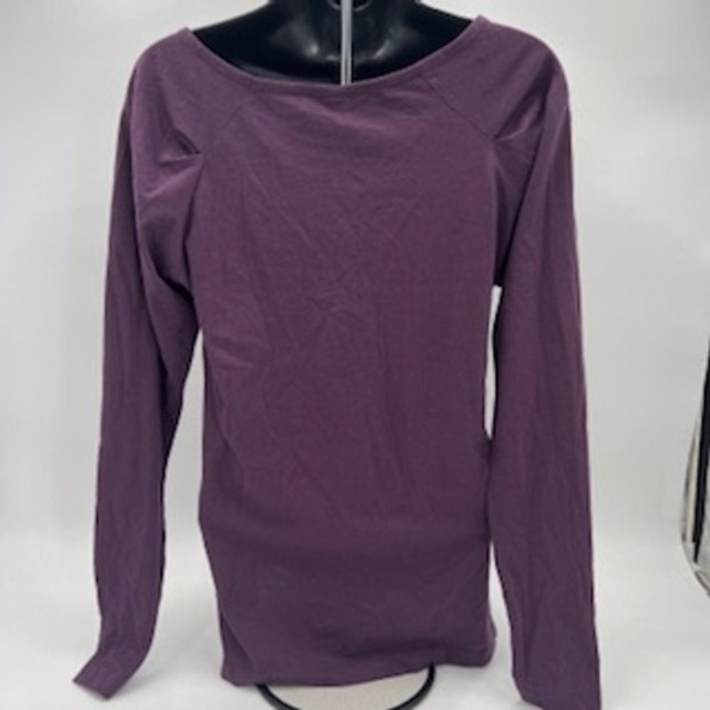 Fabletics Womens Purple Long Sleeve Pleated Shoulder Scoop Neck Top Large L - Picture 10 of 10